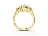 Yellow gold Three-Stone Oval Cut Diamond Engagement Ring with Prong Setting_6