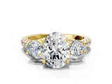 Yellow gold Three-Stone Oval Cut Diamond Pavé Band with Four-Prong Setting_36