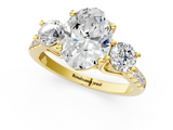 Yellow gold Three-Stone Oval Cut Diamond Pavé Band with Four-Prong Setting_37