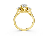 Yellow gold Three-Stone Oval Cut Diamond Pavé Band with Four-Prong Setting_39