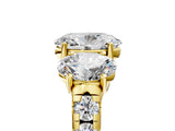 Yellow gold Three-Stone Oval Cut Diamond Pavé Band with Prong Setting_8