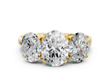 Yellow gold Three-Stone Oval Cut Diamond Ring with Channel Set Band and Four-Prong Setting_18