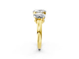 Yellow gold Three-Stone Oval Cut Diamond Ring with Channel Set Band and Four-Prong Setting_20