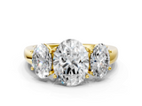 Yellow gold Three-Stone Oval Cut Diamond Ring with Channel-Set Band and Four-Prong Setting_49