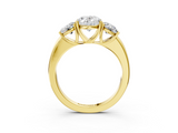 Yellow gold Three-Stone Oval Cut Diamond Ring with Channel-Set Band and Four-Prong Setting_52