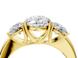 Yellow gold Three-Stone Oval Cut Diamond Ring with Channel-Set Band and Four-Prong Setting_53