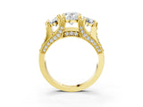 Yellow gold Three-Stone Oval Cut Diamond Ring with Channel-Set Band and Four-Prong Setting_64