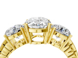 Yellow gold Three-Stone Oval Cut Diamond Ring with Channel-Set Band and Prong Setting_10