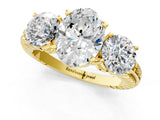 Yellow gold Three-Stone Oval Cut Diamond Ring with Channel-Set Band and Prong Setting_7