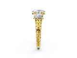 Yellow gold Three-Stone Oval Cut Diamond Ring with Channel-Set Band and Prong Setting_8