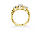 Yellow gold Three-Stone Oval Cut Diamond Ring with Channel-Set Band and Prong Setting_9