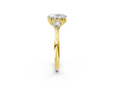Yellow gold Three-Stone Oval Cut Diamond Ring with Pear  Side Stones in Four-Prong Setting_14