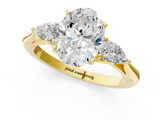 Yellow gold Three-Stone Oval Cut Diamond Ring with Pear Side Stones in Four-Prong Setting_142
