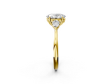 Yellow gold Three-Stone Oval Cut Diamond Ring with Pear Side Stones in Four-Prong Setting_143
