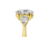Yellow gold Three-Stone Oval Cut Diamond Ring with Pear Side Stones in Four-Prong Setting_146