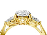 Yellow gold Three-Stone Oval Cut Diamond Ring with Pear  Side Stones in Four-Prong Setting_16