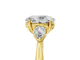 Yellow gold Three-Stone Oval Cut Diamond Ring with Pear  Side Stones in Four-Prong Setting_17