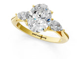 Yellow gold Three-Stone Oval Cut Diamond Ring with Pear  Side Stones in Four-Prong Setting_19