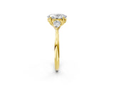 Yellow gold Three-Stone Oval Cut Diamond Ring with Pear  Side Stones in Four-Prong Setting_20