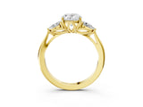 Yellow gold Three-Stone Oval Cut Diamond Ring with Pear  Side Stones in Four-Prong Setting_21