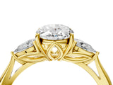 Yellow gold Three-Stone Oval Cut Diamond Ring with Pear  Side Stones in Four-Prong Setting_22