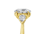 Yellow gold Three-Stone Oval Cut Diamond Ring with Pear  Side Stones in Four-Prong Setting_23
