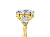 Yellow gold Three-Stone Oval Cut Diamond Ring with Pear  Side Stones in Four-Prong Setting_53