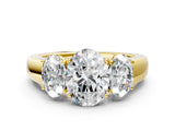 Yellow gold Three-Stone Oval Cut Diamond Ring with Prong Setting and Classic Band_3