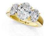 Yellow gold Three-Stone Oval Cut Diamond Ring with Prong Setting and Classic Band_4