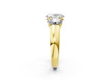 Yellow gold Three-Stone Oval Cut Diamond Ring with Prong Setting and Classic Band_5