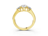 Yellow gold Three-Stone Oval Cut Diamond Ring with Prong Setting and Classic Band_6
