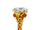 Yellow gold Three-Stone Oval Cut Diamond Ring with Round with Citrine side stone Pavé Band and Prong Setting_5