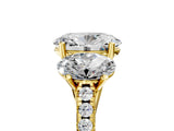 Yellow gold Three-Stone Oval Cut Diamond Ring with Round with Moissanite side stone Pavé Band and Prong Setting_5