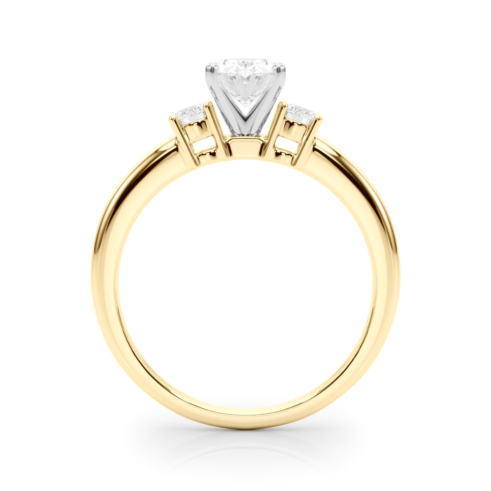 Yellow gold Three-Stone Oval Cut Diamond Solitaire with Prong Setting and Classic Band 2