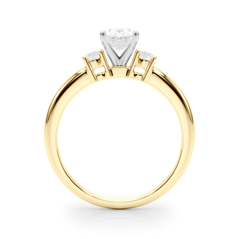 Yellow gold Three-Stone Oval Cut Diamond Solitaire with Prong Setting and Classic Band 2