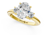 Yellow gold Three-Stone Oval Cut Diamond Solitaire with Prong Setting and Classic Band_68