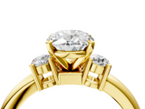 Yellow gold Three-Stone Oval Cut Diamond Solitaire with Prong Setting and Classic Band_71