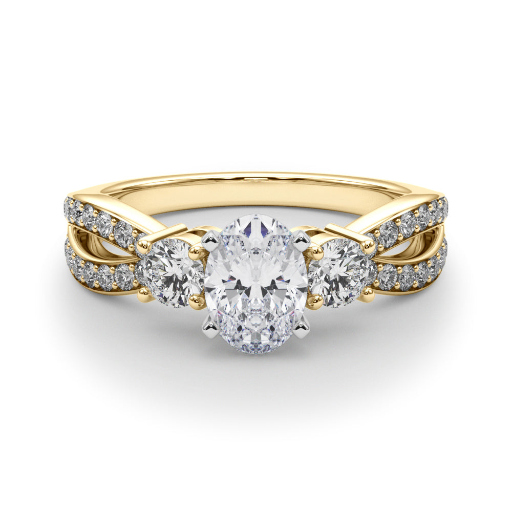 Yellow gold Three-Stone Oval Cut Diamond Twist Band with Prong Setting 1