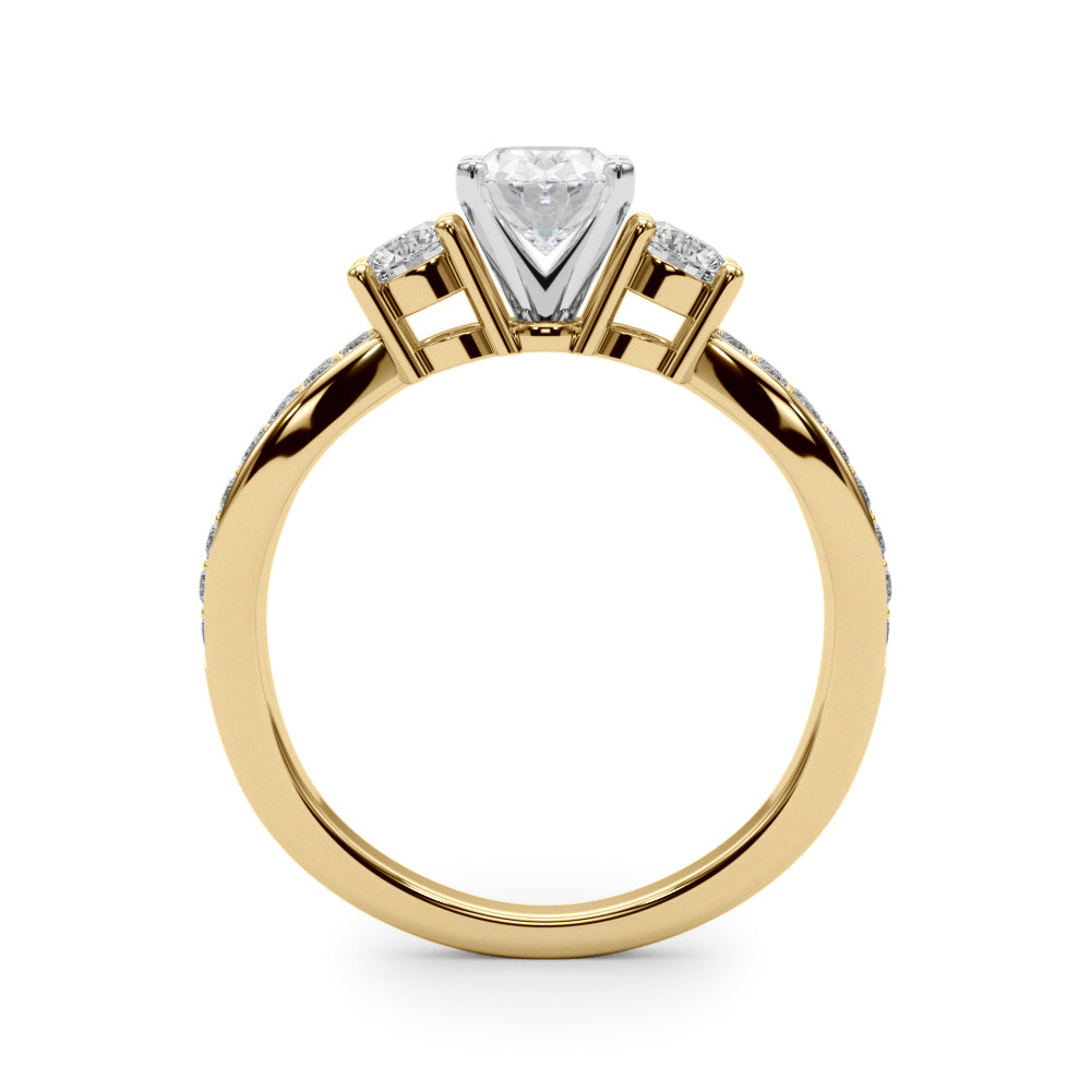 Yellow gold Three-Stone Oval Cut Diamond Twist Band with Prong Setting 2