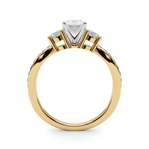 Yellow gold Three-Stone Oval Cut Diamond Twist Band with Prong Setting 2
