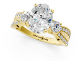 Yellow gold Three-Stone Oval Cut Diamond Twist Band with Prong Setting_29