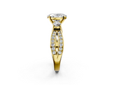 Yellow gold Three-Stone Oval Cut Diamond Twist Band with Prong Setting_30