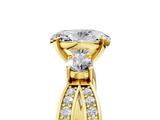 Yellow gold Three-Stone Oval Cut Diamond Twist Band with Prong Setting_33