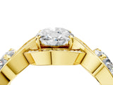 Yellow gold Three-Stone Oval Cut Diamond Wave Pave Band with Prong Setting_13