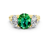 Yellow gold Three-Stone Oval Cut Emerald Braided Band Ring with Four-Prong Setting_12