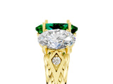 Yellow gold Three-Stone Oval Cut Emerald Braided Band Ring with Four-Prong Setting_17