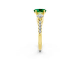 Yellow gold Three-Stone Oval Cut Emerald Pavé Band with Four-Prong Setting_2