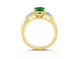 Yellow gold Three-Stone Oval Cut Emerald Ring with Pear Side Stones and Four-Prong Setting_3