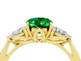 Yellow gold Three-Stone Oval Cut Emerald Ring with Pear  Side Stones in Four-Prong Setting_40