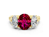 Yellow gold Three-Stone Oval Cut Garnet Braided Band Ring with Four-Prong Setting_12